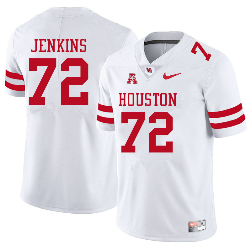 Men #72 Tank Jenkins Houston Cougars College Football Jerseys Sale-White - Click Image to Close